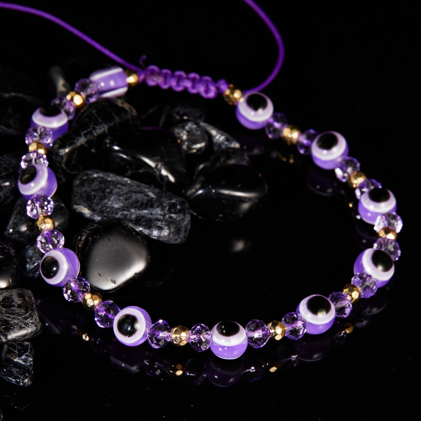Rainbow Eye Crystal Bead Pull Adjustable Bracelet