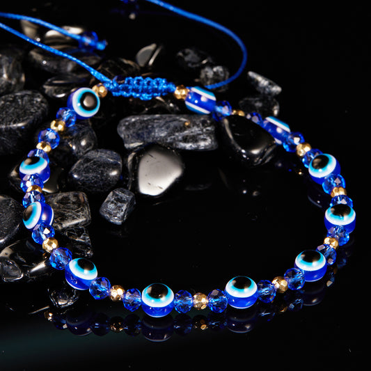 Rainbow Eye Crystal Bead Pull Adjustable Bracelet