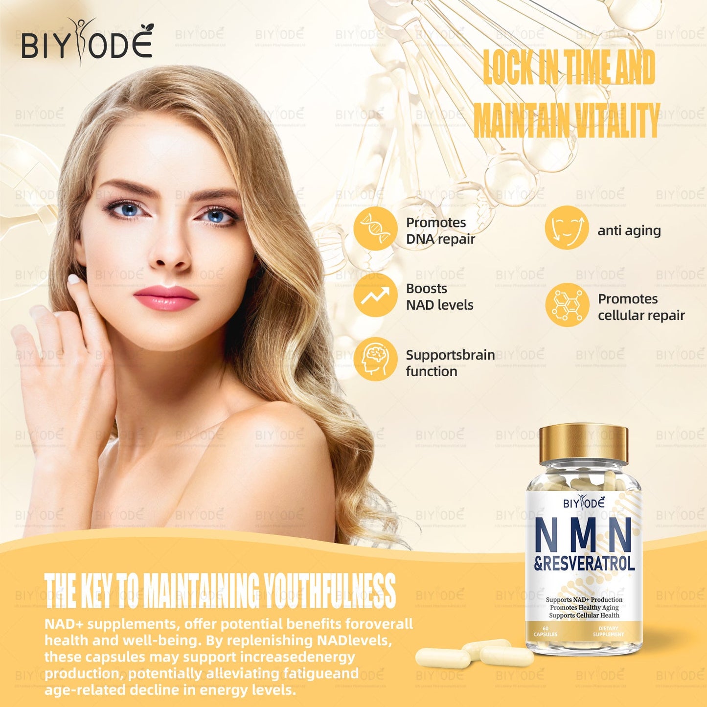 NAD+ Health Vitamins Supplement, Promotes DNA Repair, NMN