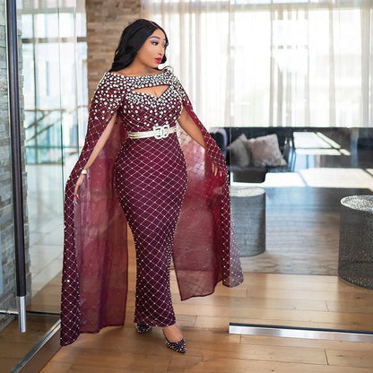 European And American Style Dress Shawl Gold Sheath Slim Fit