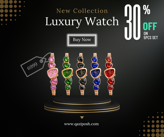 3D Crystal Stones Bracelet Style Watch for Women