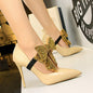 Qaziposh Korean Style Elegant Rhinestone Bow Banquet High Heels – Pointed Toe Stilettos