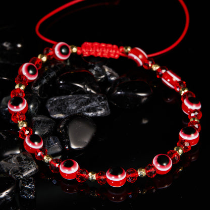 Rainbow Eye Crystal Bead Pull Adjustable Bracelet