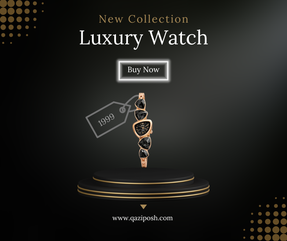 3D Crystal Stones Bracelet Style Watch for Women