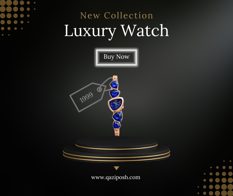 3D Crystal Stones Bracelet Style Watch for Women