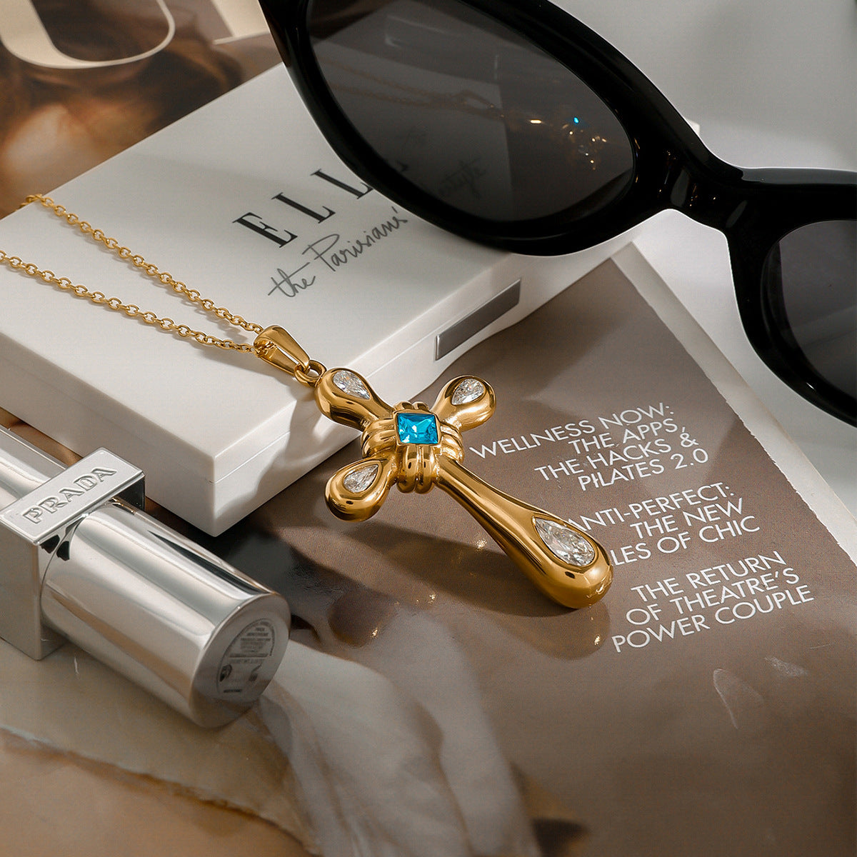 Zircon Titanium SS Necklace Light Luxury High-grade Jewelry