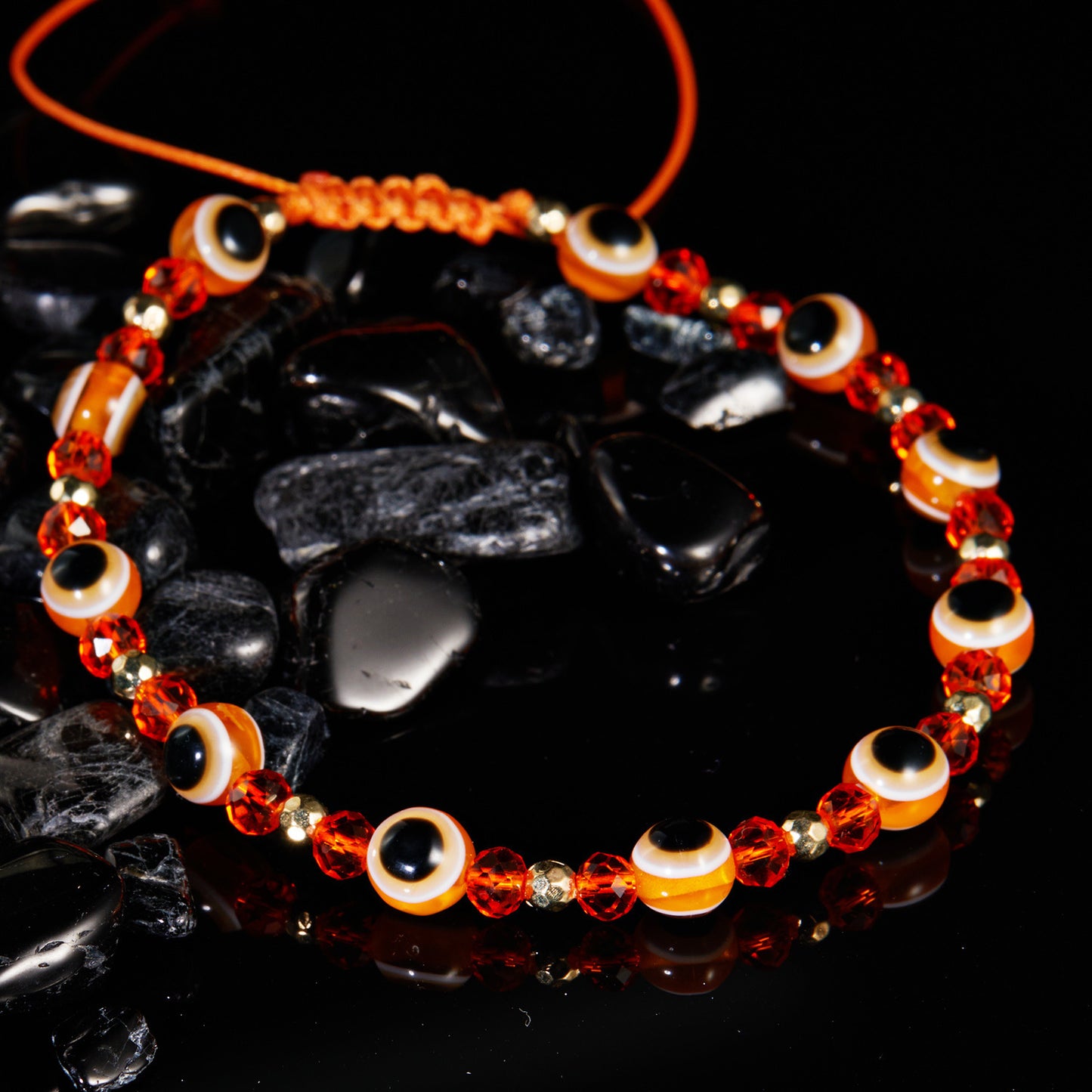 Rainbow Eye Crystal Bead Pull Adjustable Bracelet