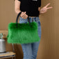 High-end Hand-carrying Square Plush Bag Fur Raccoon Fur Handbag Large Capacity