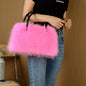 High-end Hand-carrying Square Plush Bag Fur Raccoon Fur Handbag Large Capacity
