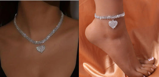 European And American  Rhinestone Love Anklet Women's Accessories