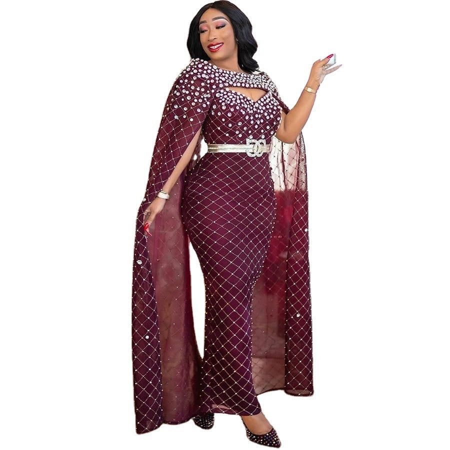 European And American Style Dress Shawl Gold Sheath Slim Fit