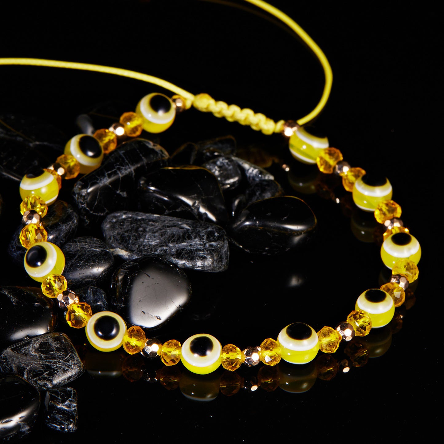 Rainbow Eye Crystal Bead Pull Adjustable Bracelet