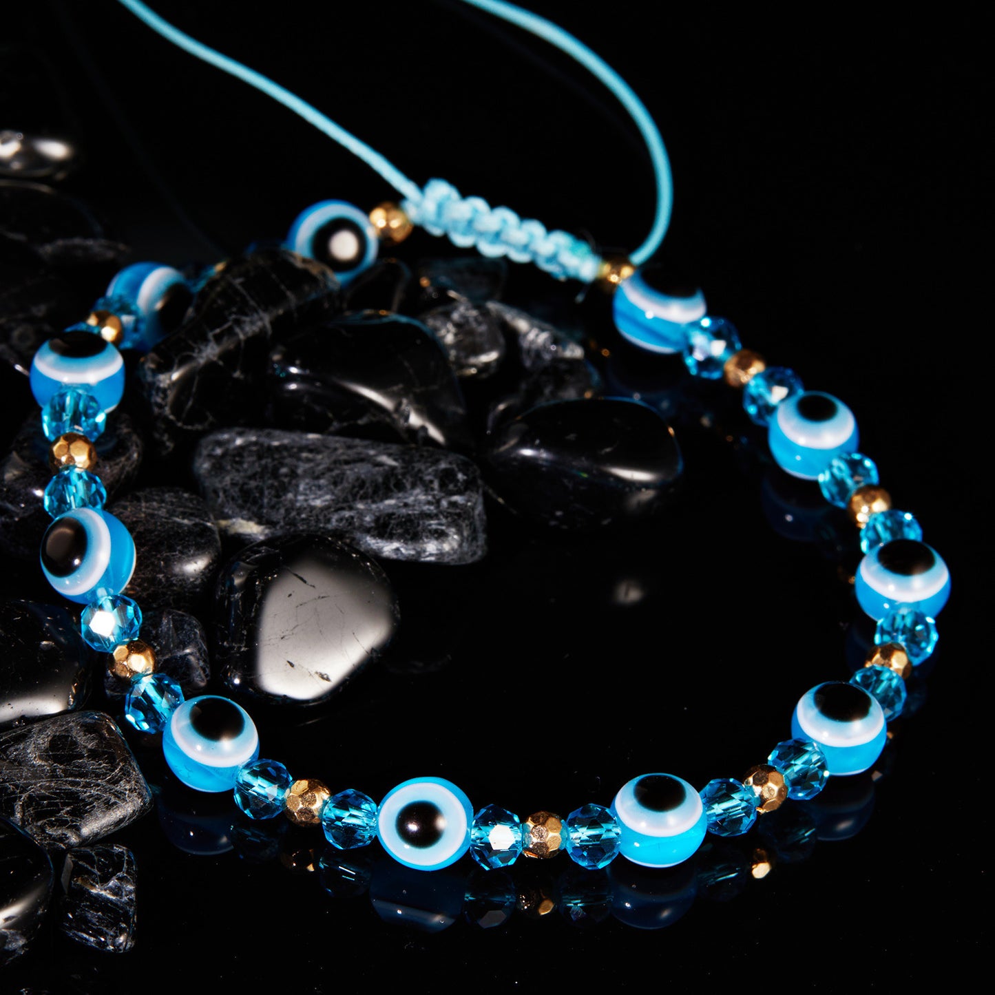 Rainbow Eye Crystal Bead Pull Adjustable Bracelet